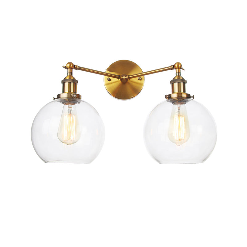 Industrial Vanity Lights Glass 2-Light Vanity Light Fixtures