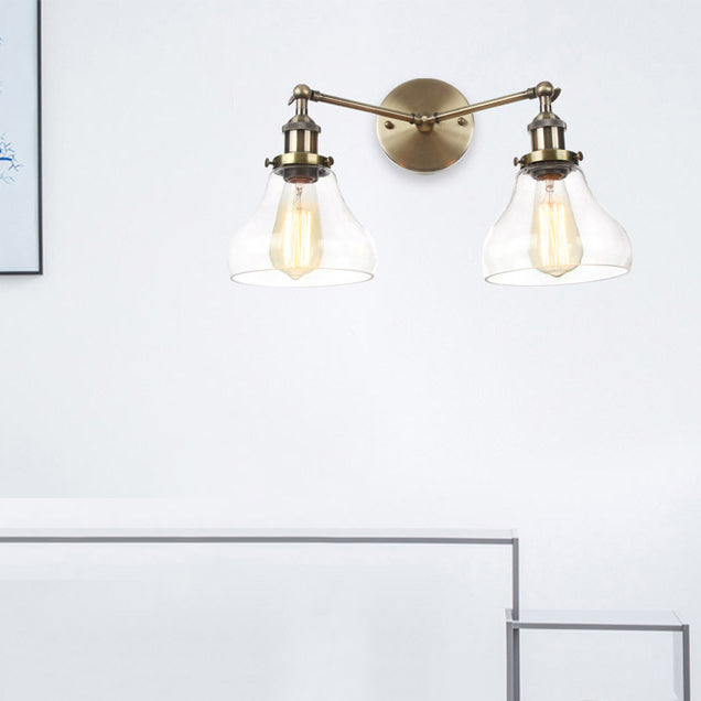 Industrial Vanity Lights Glass 2-Light Vanity Light Fixtures