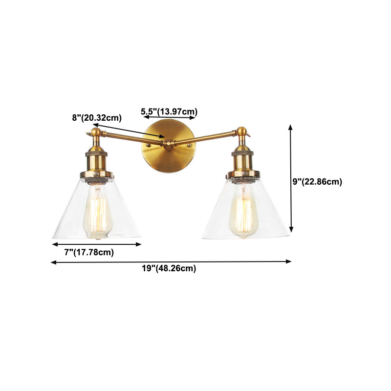 Industrial Vanity Lights Glass 2-Light Vanity Light Fixtures