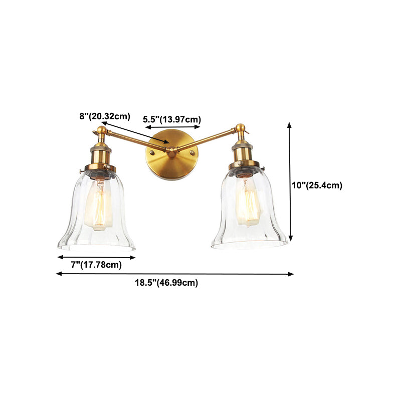 Industrial Vanity Lights Glass 2-Light Vanity Light Fixtures