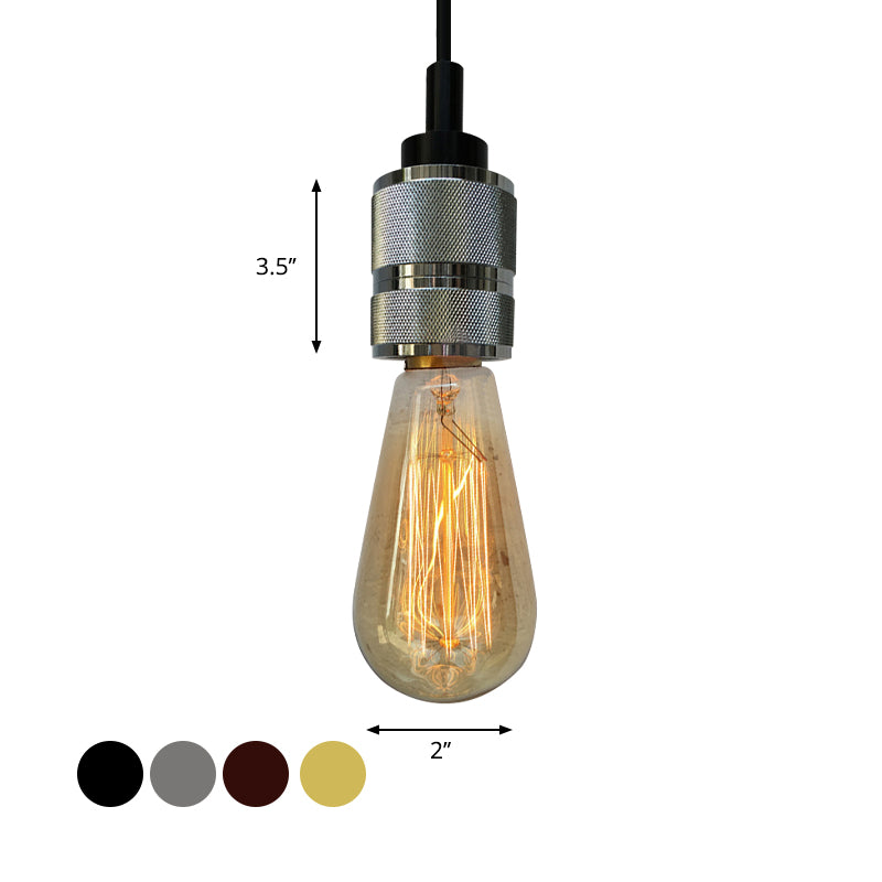 Metallic Exposed Bulb Pendant Lighting Industrial 1 Head Restaurant Ceiling Fixture with Adjustable Cord in Copper/Black
