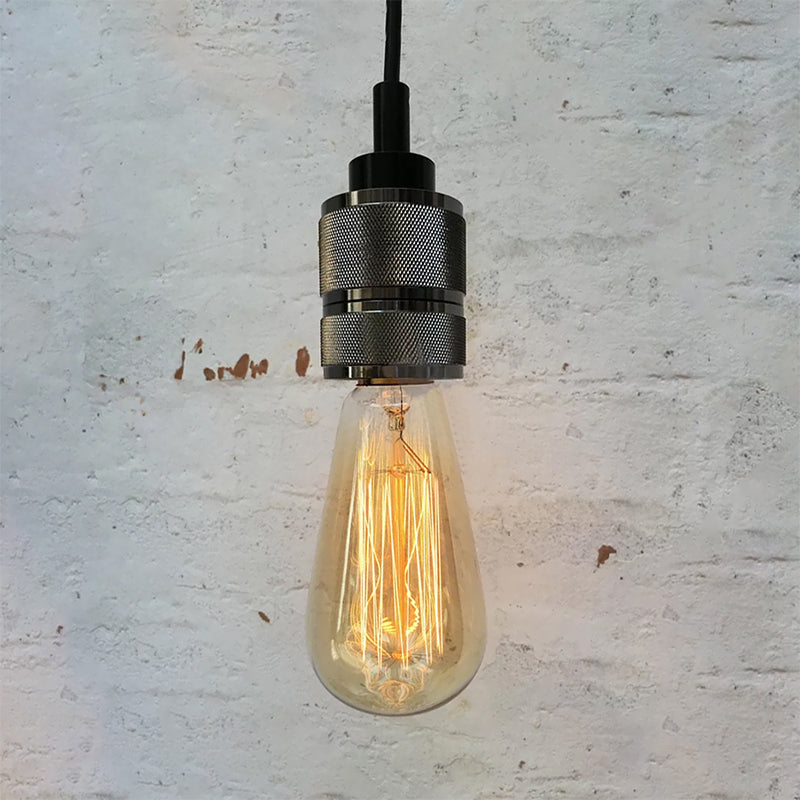 Metallic Exposed Bulb Pendant Lighting Industrial 1 Head Restaurant Ceiling Fixture with Adjustable Cord in Copper/Black