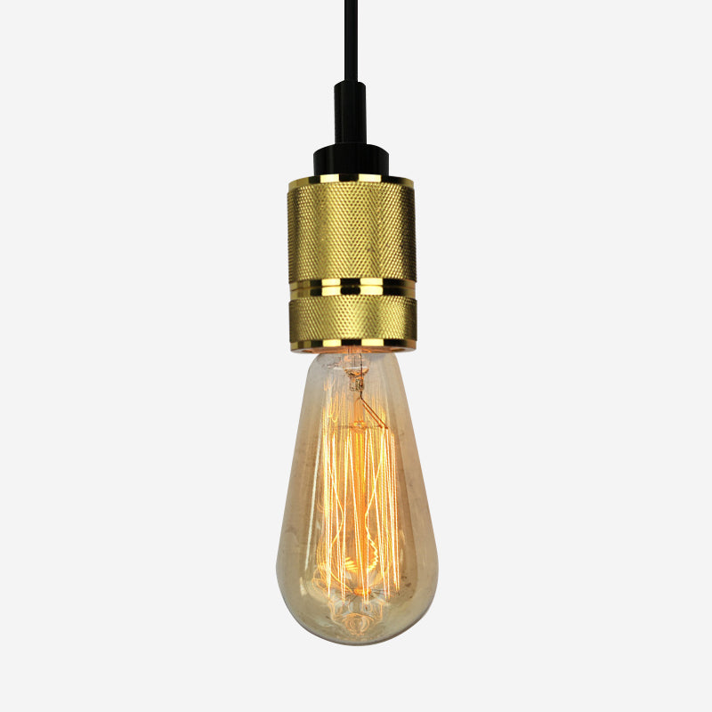Metallic Exposed Bulb Pendant Lighting Industrial 1 Head Restaurant Ceiling Fixture with Adjustable Cord in Copper/Black