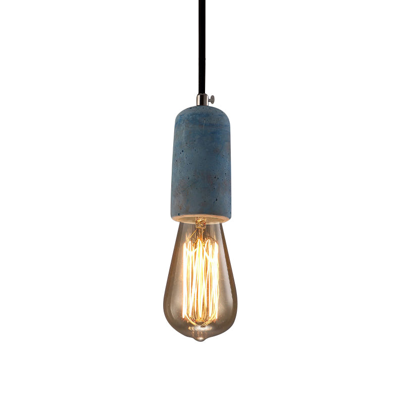 1 Testa Mini pendente a sospensione Luce vintage Blu/grigio Cemento a soffitto con lampadina aperta e cavo regolabile