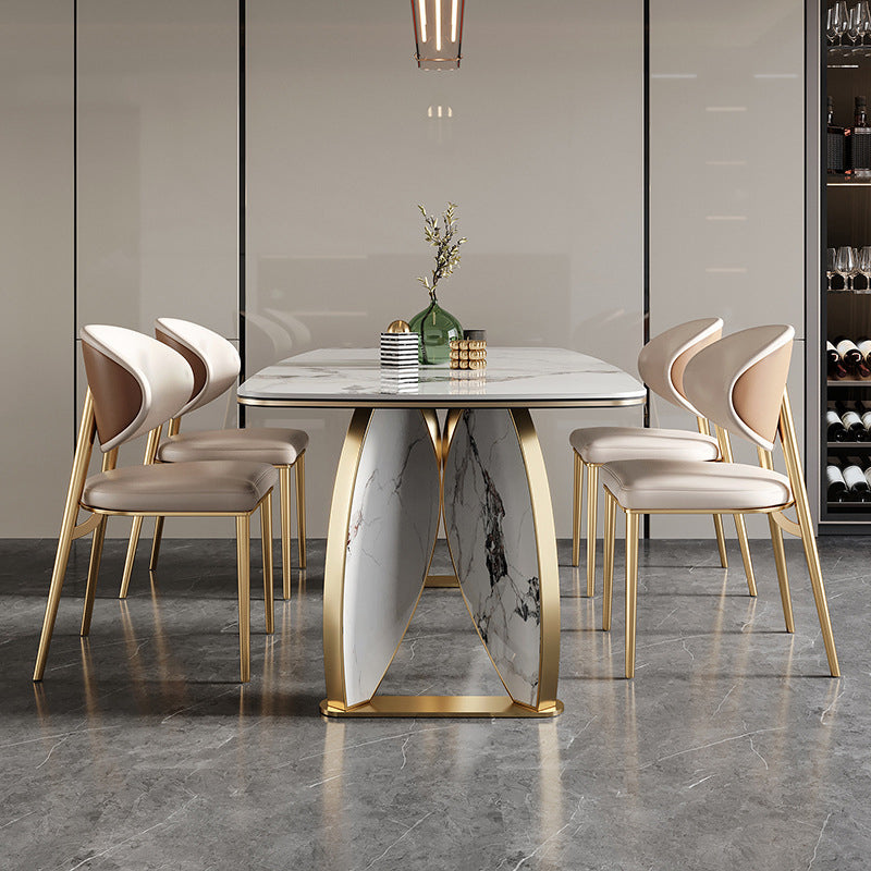 Luxurious 1/4/5/7 Pieces Rectangle Dining Set Sintered Stone Top Dinette Table Set