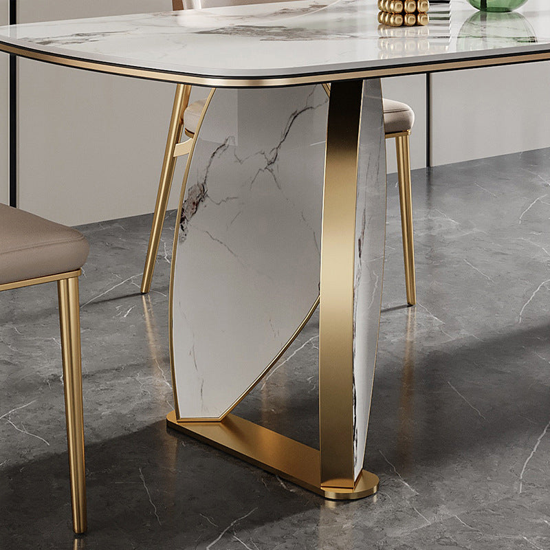 Luxurious 1/4/5/7 Pieces Rectangle Dining Set Sintered Stone Top Dinette Table Set