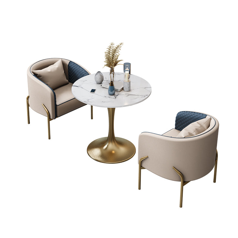 Glam Style Sintered Stone Set Round 1/3/4/5 Pieces Dining Set for Home Use