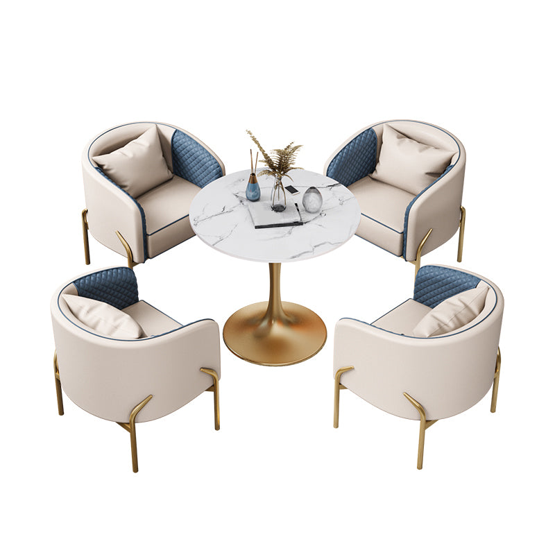 Glam Style Sintered Stone Set Round 1/3/4/5 Pieces Dining Set for Home Use