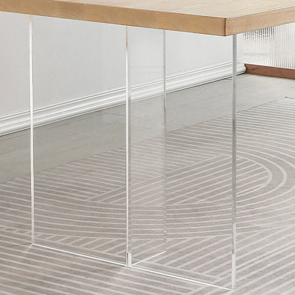 Modern 1/2 Pieces Rectangle Dining Set Solid Wood Top Dining Table with Chairs