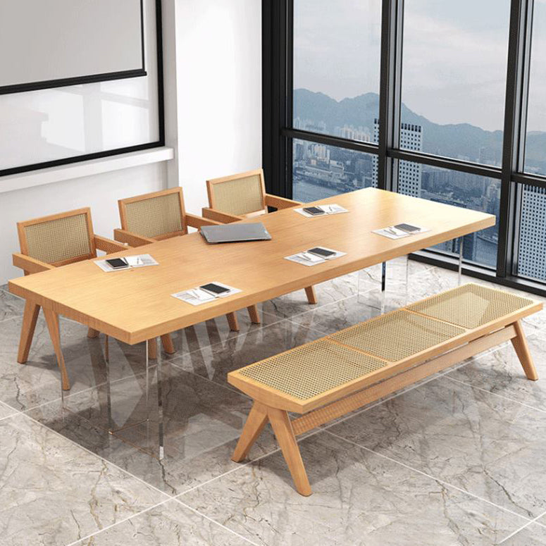 Modern 1/2/5/7 Pieces Rectangle Dining Set Solid Wood Top Dining Table with Chairs