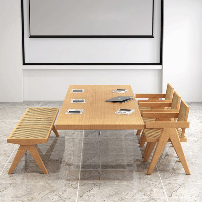 Modern 1/2/5/7 Pieces Rectangle Dining Set Solid Wood Top Dining Table with Chairs