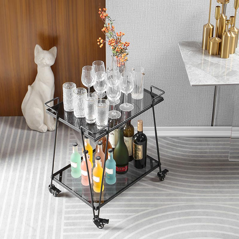 Contemporary 23.62"H Rolling Prep Table Rectangular Metal Prep Table for Dining Room