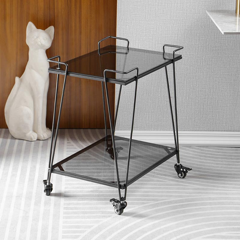 Contemporary 23.62"H Rolling Prep Table Rectangular Metal Prep Table for Dining Room