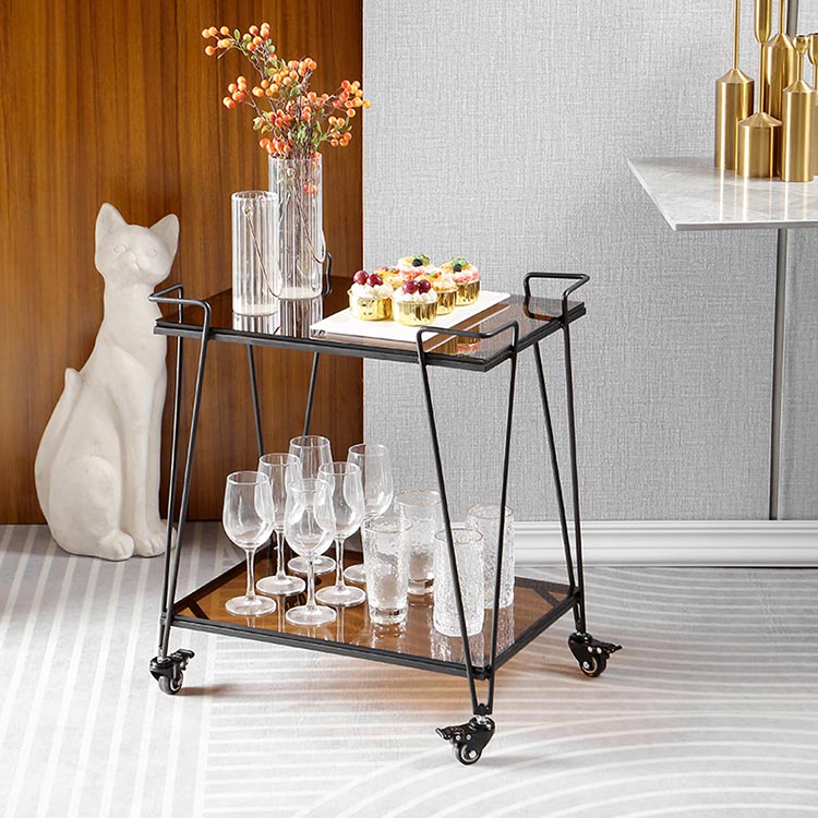 Contemporary 23.62"H Rolling Prep Table Rectangular Metal Prep Table for Dining Room