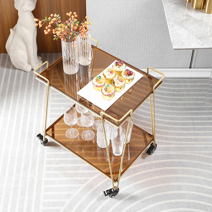 Contemporary 23.62"H Rolling Prep Table Rectangular Metal Prep Table for Dining Room