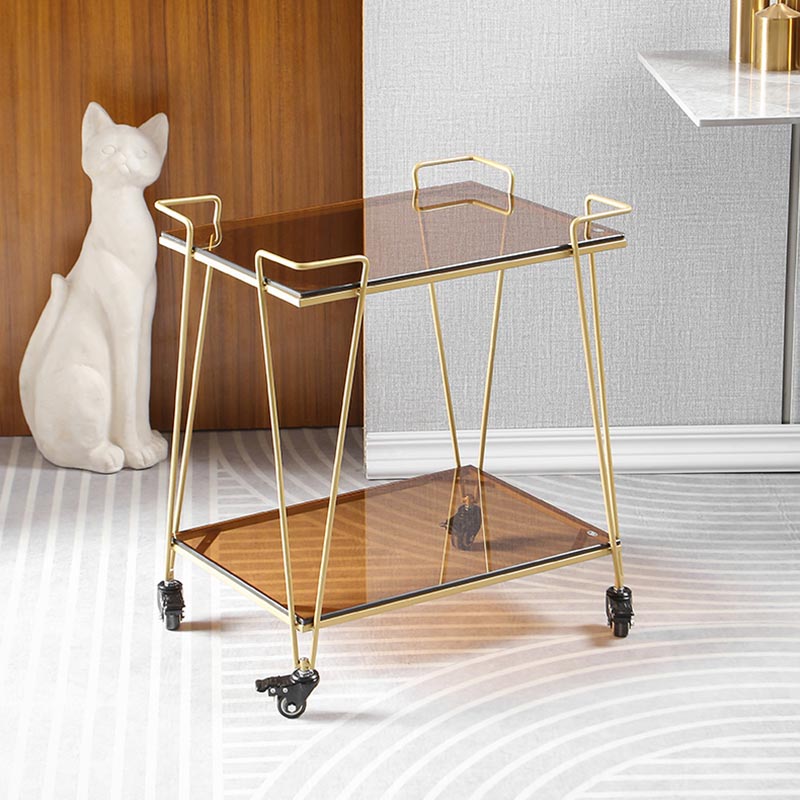 Contemporary 23.62"H Rolling Prep Table Rectangular Metal Prep Table for Dining Room