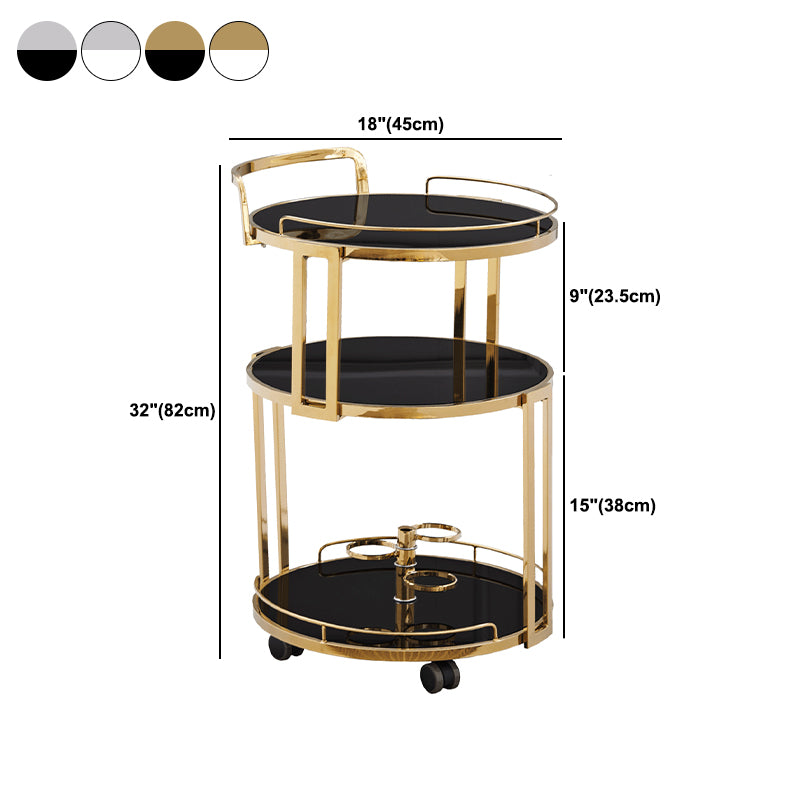 32.28" High Modern Style Round Prep Table Rolling Metal Prep Table for Home