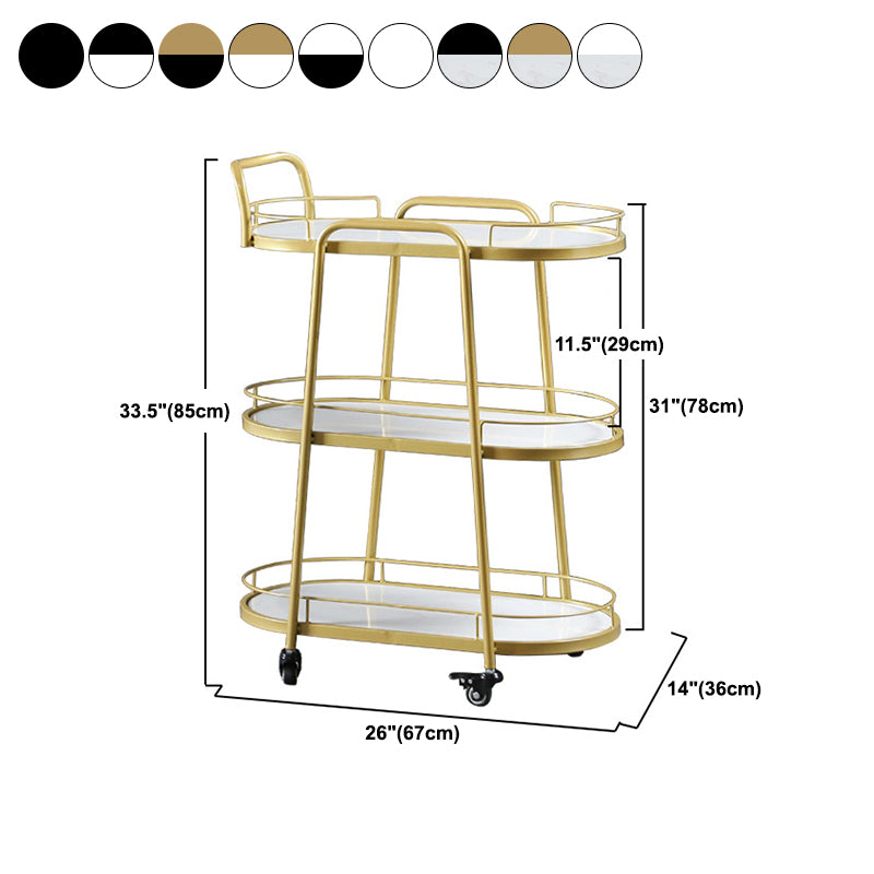 Modern Style Oval Prep Table Rolling Metal Prep Table for Home