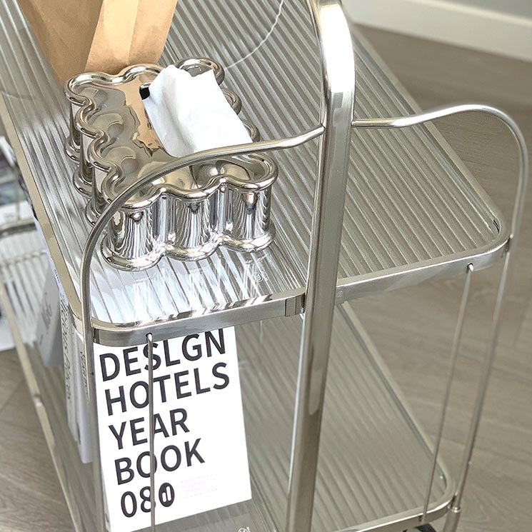 31.50" High Modern Style Rectangle Prep Table Rolling Metal Prep Table for Home