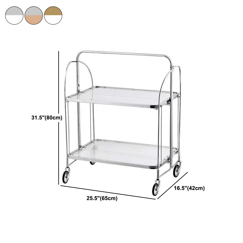 31.50" High Modern Style Rectangle Prep Table Rolling Metal Prep Table for Home