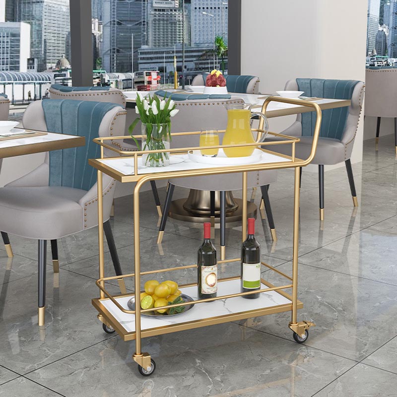 33.86" High Modern Rectangle Prep Table Rolling Metal Prep Table for Home