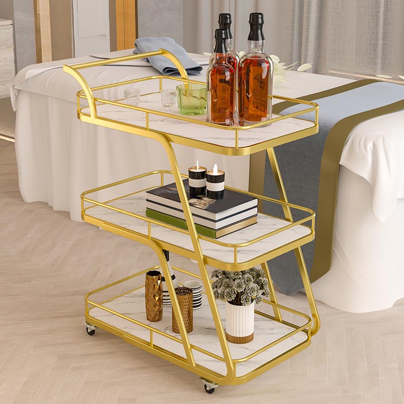 Contemporary 35.43"H Rolling Prep Table Metal Prep Table for Dining Room