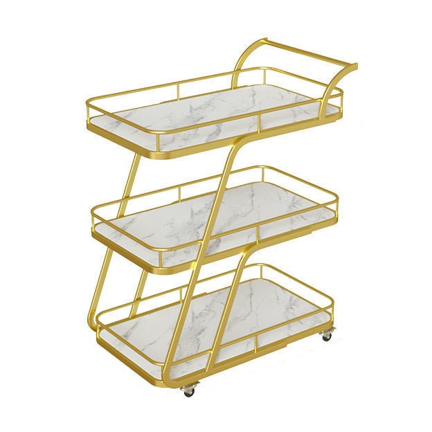 Contemporary 35.43"H Rolling Prep Table Metal Prep Table for Dining Room