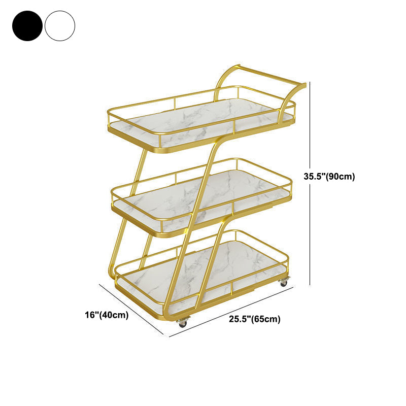 Contemporary 35.43"H Rolling Prep Table Metal Prep Table for Dining Room