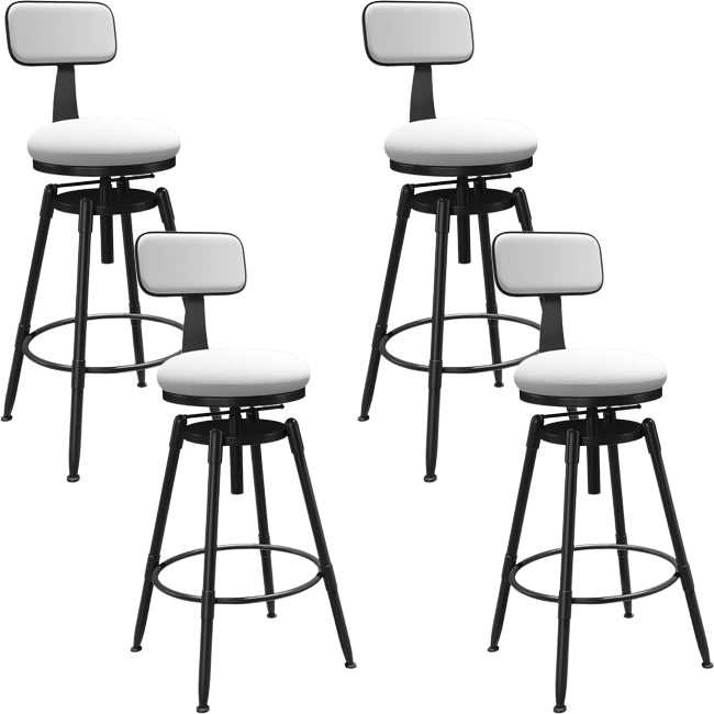 Rotatable Upholstered Counter Stool Industrial Metal Footrest Bar Chair