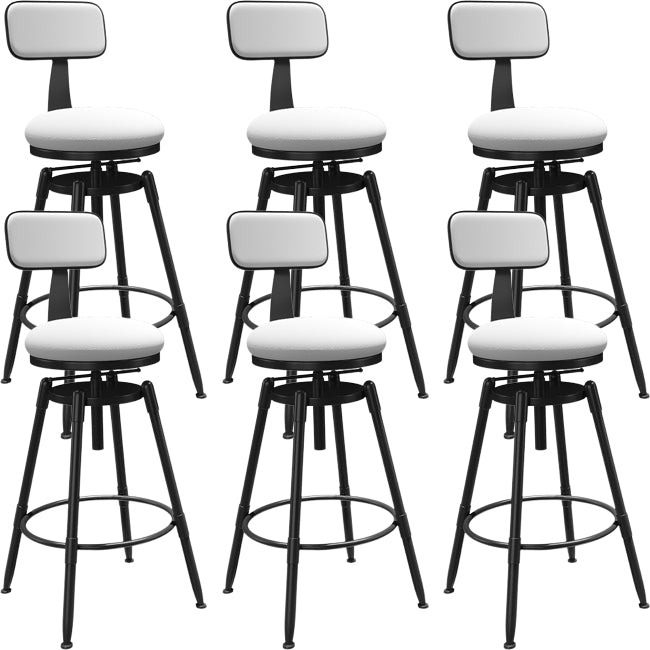 Rotatable Upholstered Counter Stool Industrial Metal Footrest Bar Chair