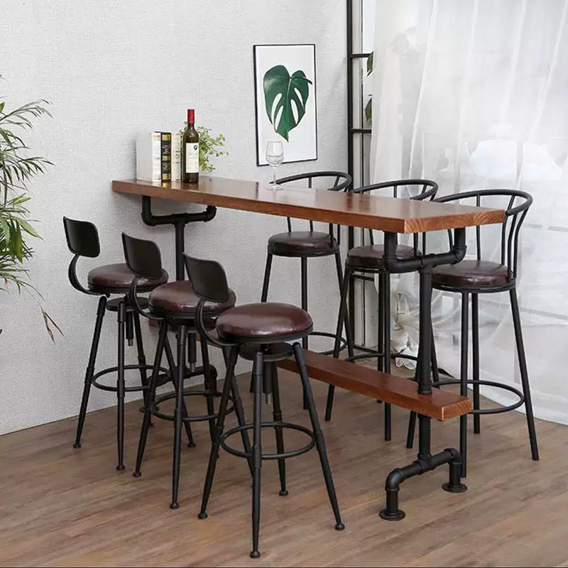 Rotatable Upholstered Counter Stool Industrial Metal Footrest Bar Chair