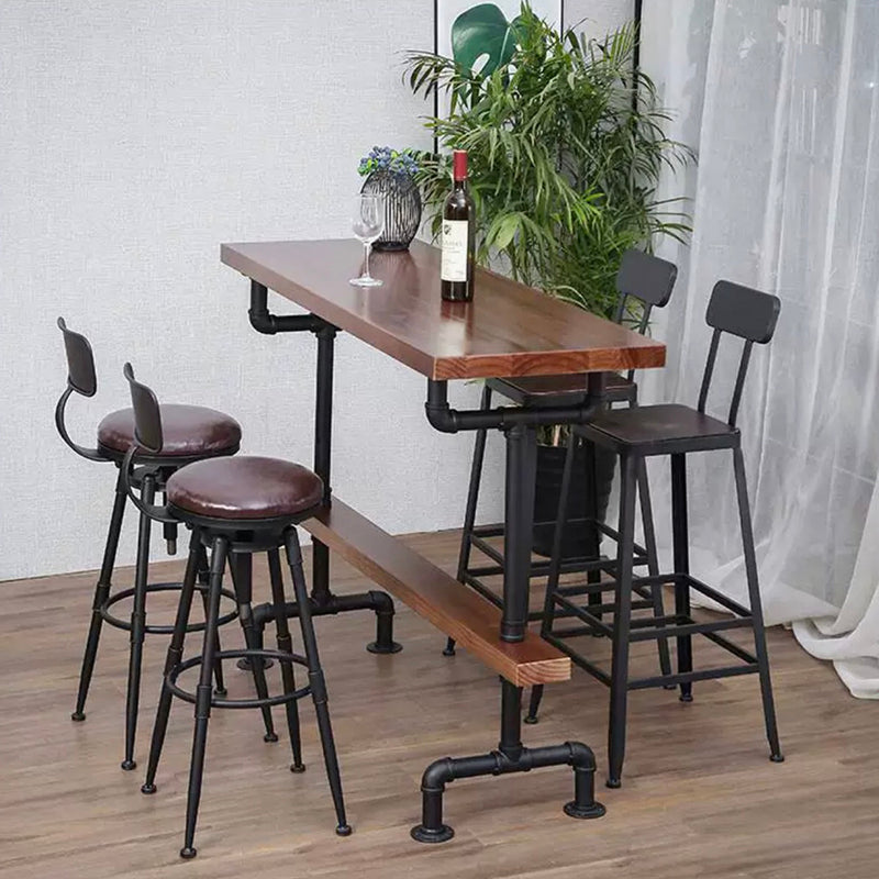 Rotatable Upholstered Counter Stool Industrial Metal Footrest Bar Chair