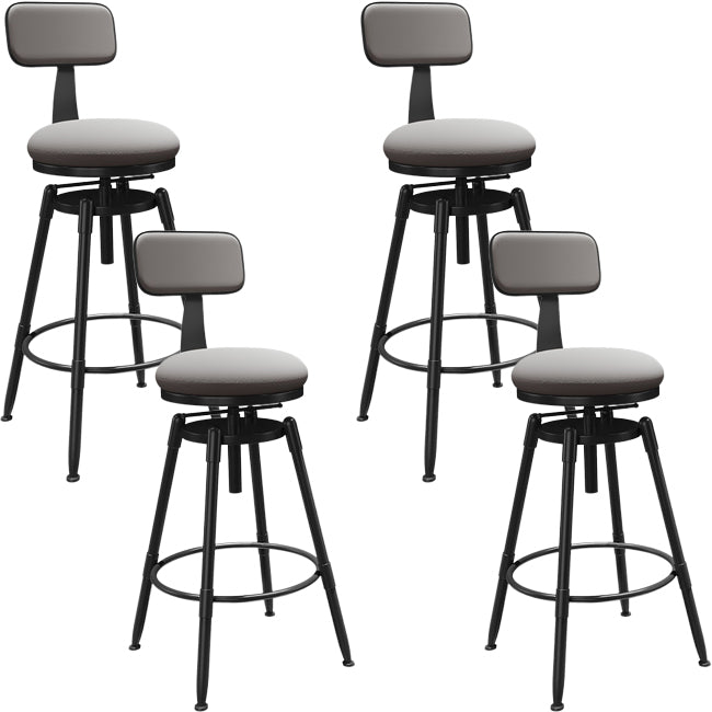 Rotatable Upholstered Counter Stool Industrial Metal Footrest Bar Chair