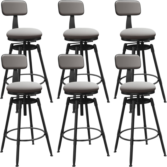 Rotatable Upholstered Counter Stool Industrial Metal Footrest Bar Chair