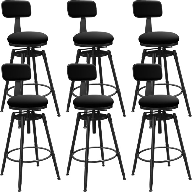 Rotatable Upholstered Counter Stool Industrial Metal Footrest Bar Chair