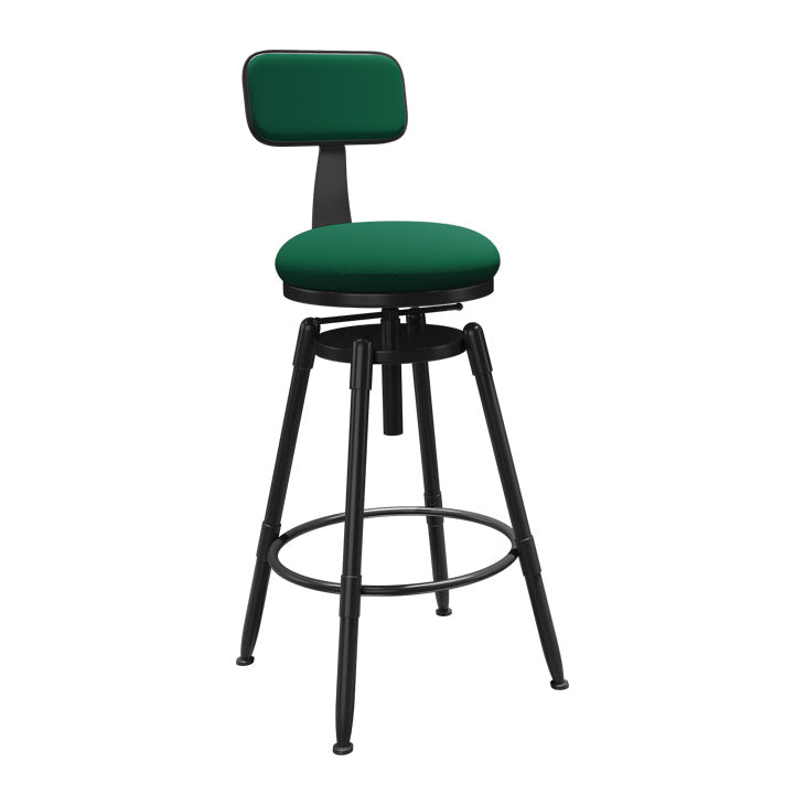 Rotatable Upholstered Counter Stool Industrial Metal Footrest Bar Chair