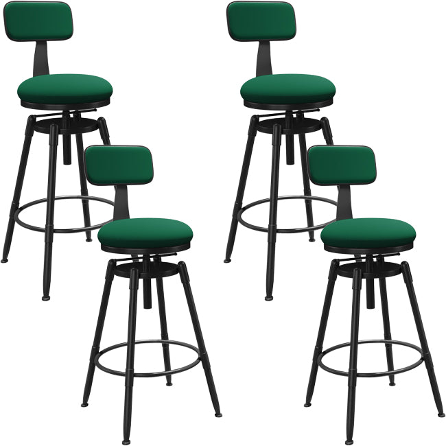 Rotatable Upholstered Counter Stool Industrial Metal Footrest Bar Chair