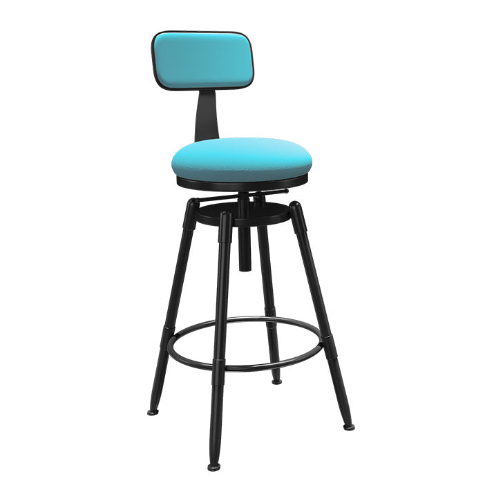 Rotatable Upholstered Counter Stool Industrial Metal Footrest Bar Chair