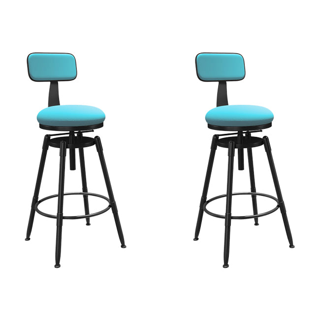 Rotatable Upholstered Counter Stool Industrial Metal Footrest Bar Chair