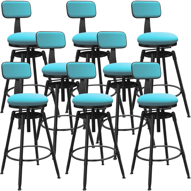 Rotatable Upholstered Counter Stool Industrial Metal Footrest Bar Chair