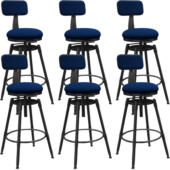 Rotatable Upholstered Counter Stool Industrial Metal Footrest Bar Chair