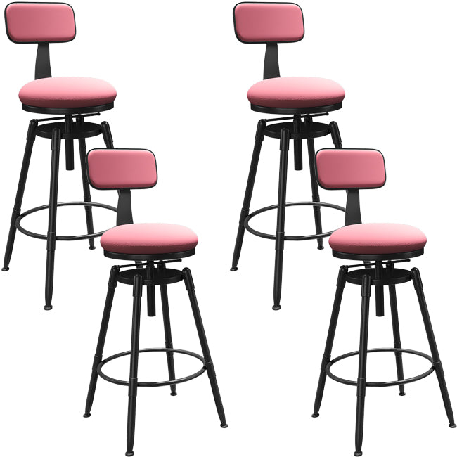 Rotatable Upholstered Counter Stool Industrial Metal Footrest Bar Chair