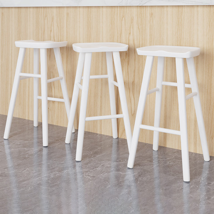 Modern Saddle Seat Counter Stool Solid Wood Armless Bar Stool