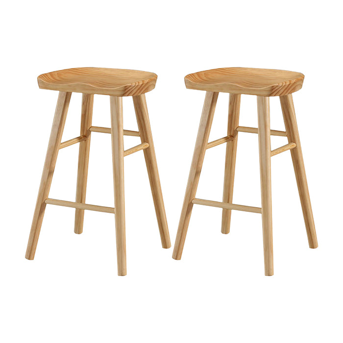 Modern Saddle Seat Counter Stool Solid Wood Armless Bar Stool