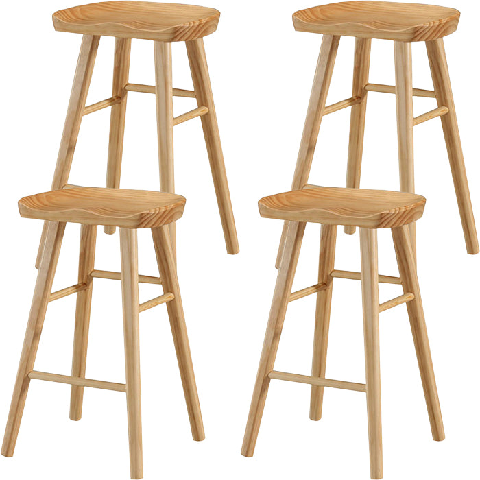 Modern Saddle Seat Counter Stool Solid Wood Armless Bar Stool