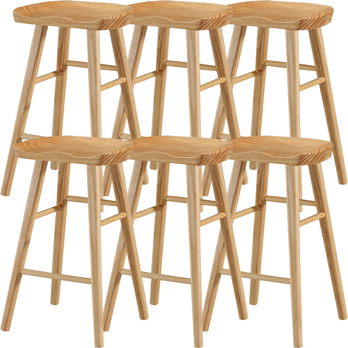 Modern Saddle Seat Counter Stool Solid Wood Armless Bar Stool
