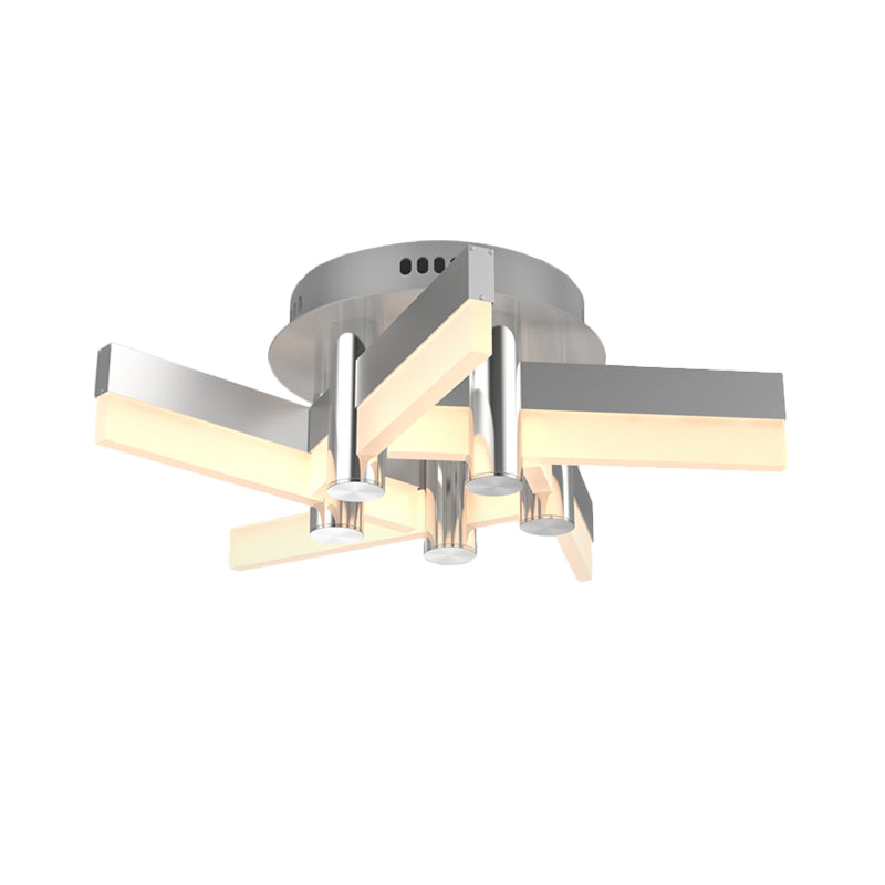 5/6 luci illuminazione semi -montaggio interno con tonalità acrilica sputnik moderna lampada a soffitto con finitura argento moderna