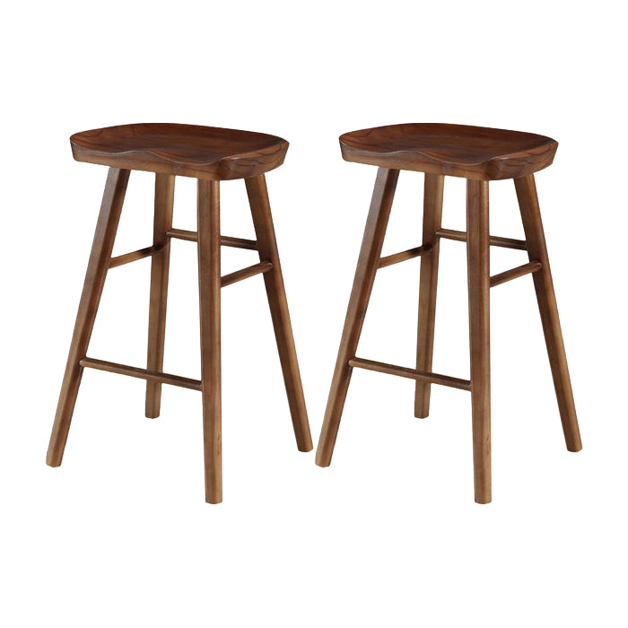 Modern Saddle Seat Counter Stool Solid Wood Armless Bar Stool