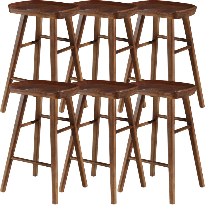 Modern Saddle Seat Counter Stool Solid Wood Armless Bar Stool