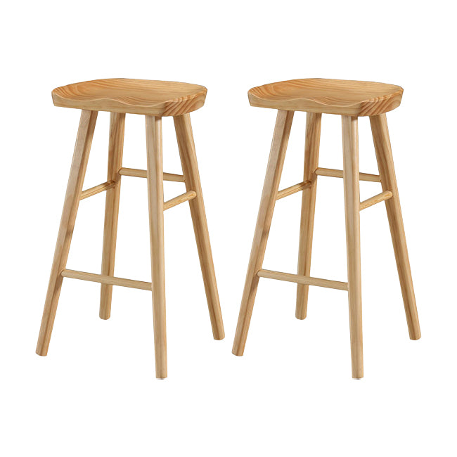 Modern Saddle Seat Counter Stool Solid Wood Armless Bar Stool